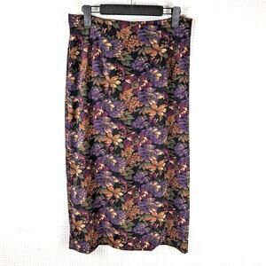 Briggs New York Petite 10P Floral Tapestry Midi Skirt Fall Dark Academia Boho